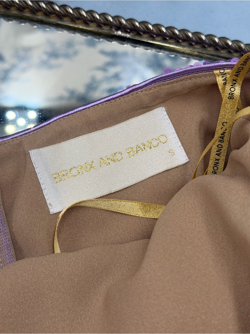 🆕 BRONX & BANCO 🧿 NWOT Deidre Floral Sequin Halter Mini Dress, Lilac Sz S US 4 - Picture 15 of 16